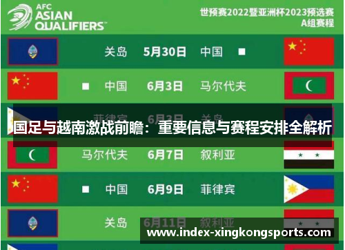 国足与越南激战前瞻：重要信息与赛程安排全解析